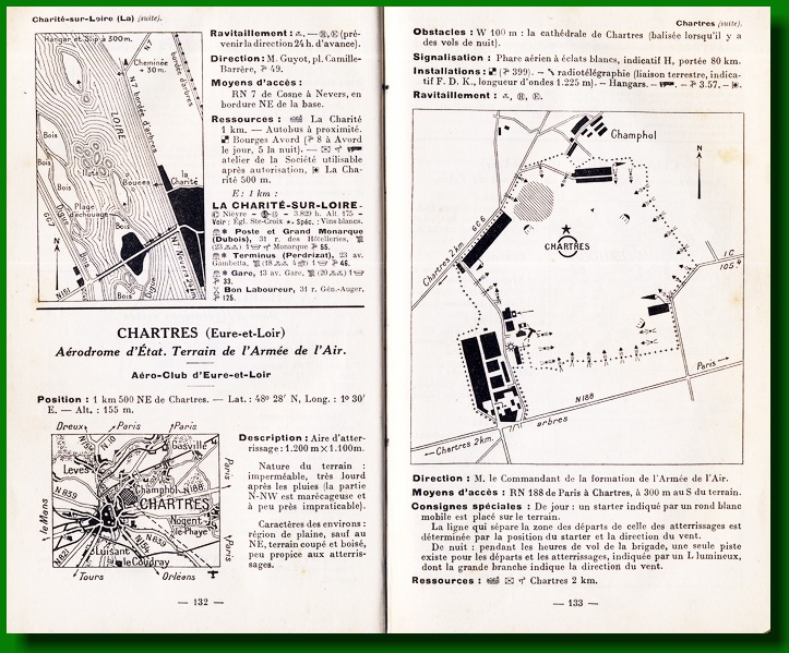 Guide arien - FRANCE 1935-1936 _ Pneu MICHELIN - Arodrome de CHARTRES