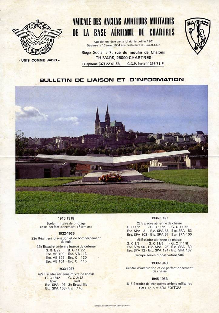 Bulletin des Anciens Aviateurs Militaires dela Base Arienne de Chartres - BA 122 