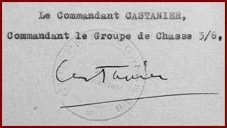 Signature du Commandant CASTANIER - GC III/6
