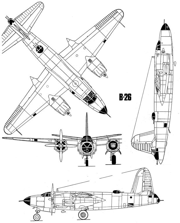 Profil 4 vues - B-26 Marauder