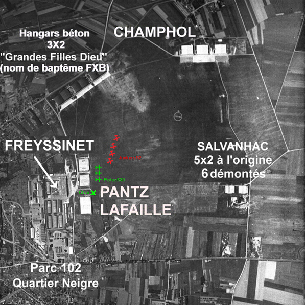 Chartres - Aviation - Implantation des hangars en 1936