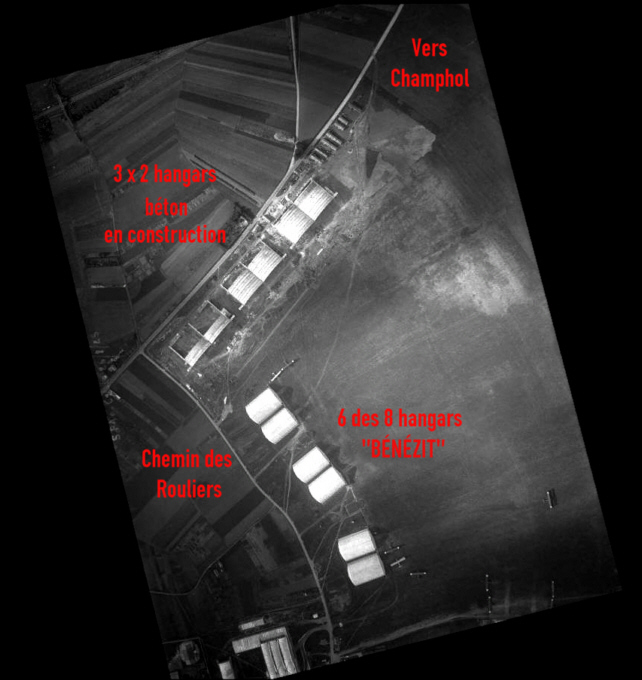Photographie aérienne Chartres - Construction des hangars en béron "Lafaille"
