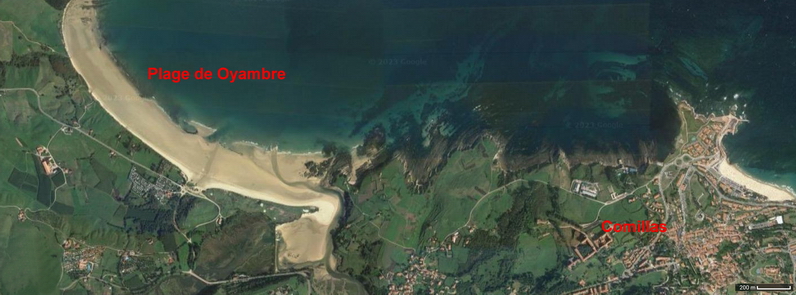 Photo satellite de la plage de Oyambre