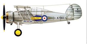 Schéma 3 vues du Gloster Gladiator - Biplan anglais