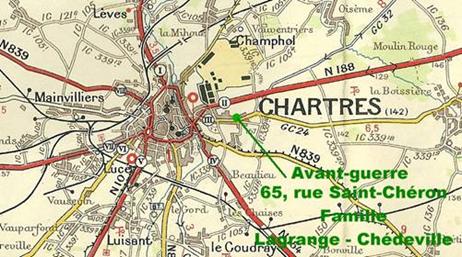 Carte Michelin - Chartres 1939