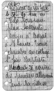 Carnet d'exode de Julienne BIBERT
