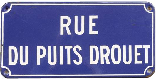 Ancienne plaque de la rue du Puits Drouet