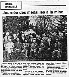 Mine de Mairy 1977_05 01.jpg: Document - Mine de Mairy - Médailles 1977