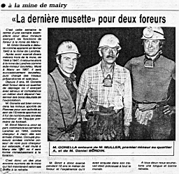 Mine de Mairy 1979_06 01.jpg: Document - Mine de Mairy - Départs en retraite - Gonella Gino et Binot Marco