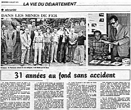 Mine de Mairy 1979_07 01.jpg: Document - Mine de Mairy - Medaille INRS Florimond - 31 ans sans accidents