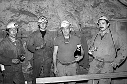 Mine de Mairy 1980_11_28 04.jpg: Mine de Mairy - Dernier tir de Hanf Harry - Garchet, Wachowiak, Hanf, Brychy